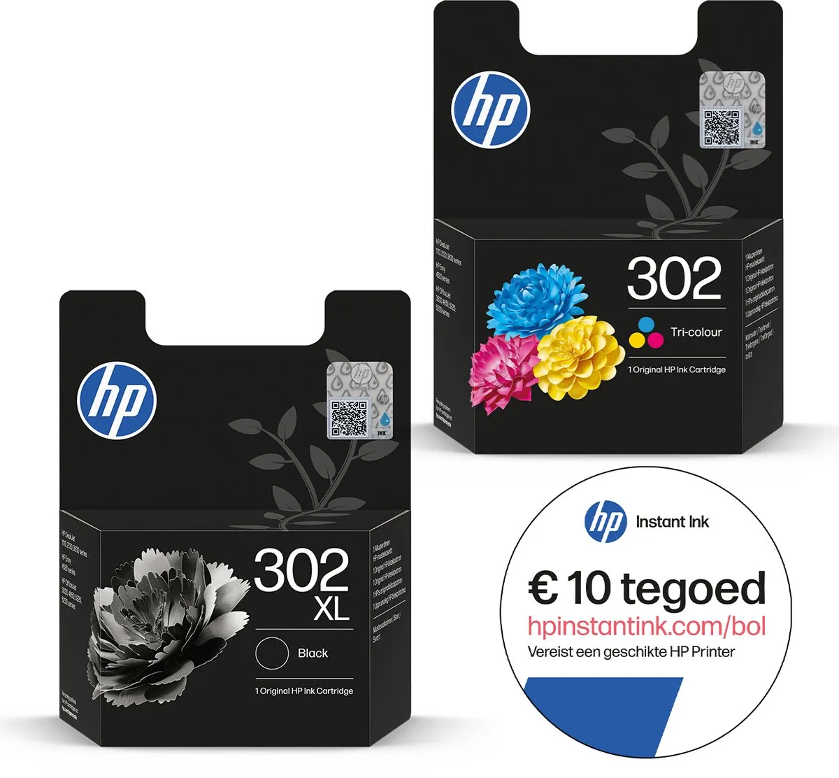 HP 302/304 - Inktcartridge - Origineel - 302/304XL Zwart & 302/304 Kleur + Instant Ink tegoed van HP in Zwart XL – productfoto
