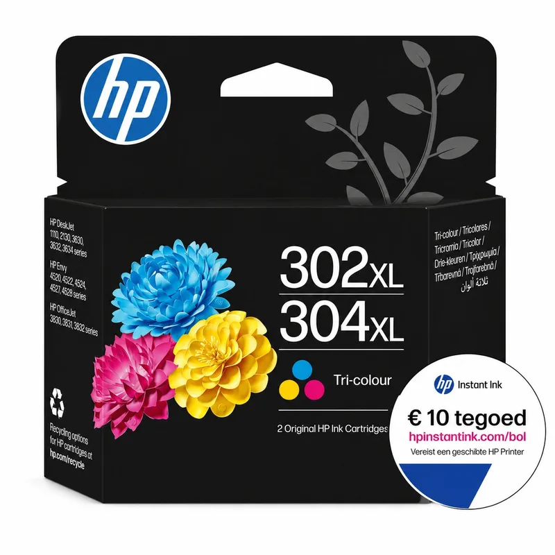 HP 302/304XL - Inktcartridge kleur + Instant Ink tegoed de HP en 3-kleuren – photo produit