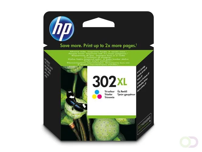 HP 302XL originele high-capacity drie-kleuren inktcartridge (F6U67AE) de HP – photo produit