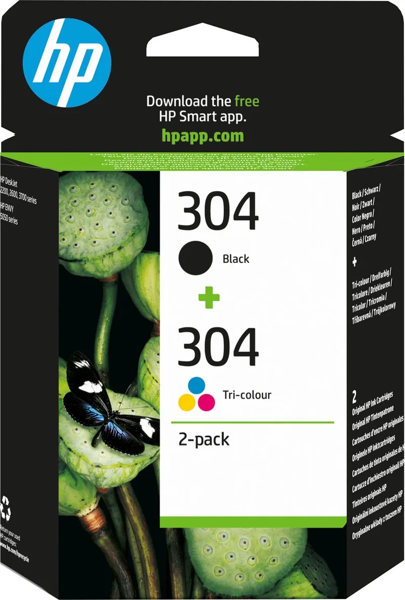 HP 304 - Inktcartridge / en zwart 2-pack-combo de HP en Driekleuren – photo produit