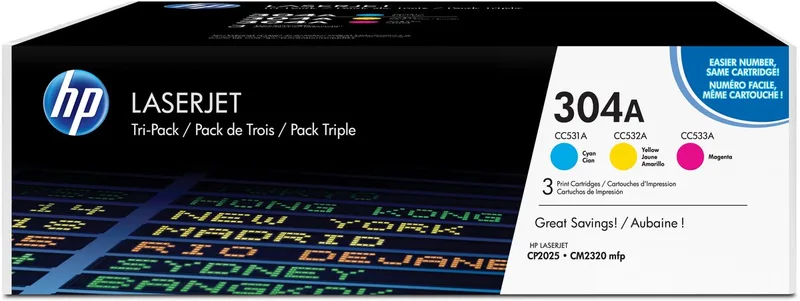 HP 304A - Tonercartridge / Cyaan / Geel / 3-Pack de HP en Magenta – photo produit