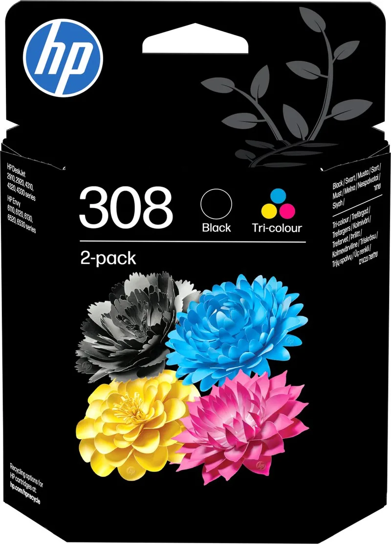 HP 308 - Inktcartridge - Origineel - Standaard capaciteit - Kleur von HP in Schwarz – Produktfoto