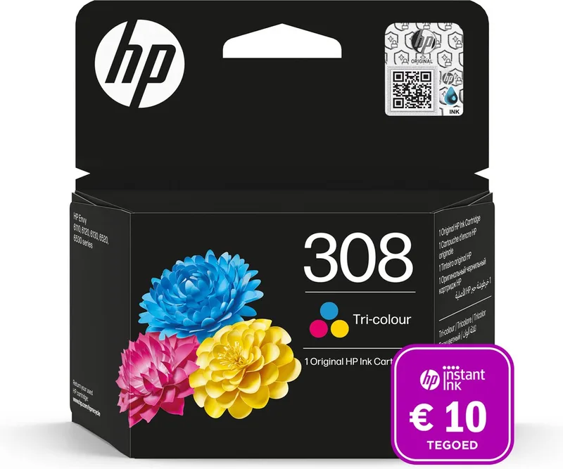 HP 308 originele inktcartridge - Instant Ink tegoed de HP en Kleur – photo produit