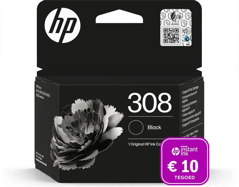 HP 308 originele inktcartridge - Instant Ink tegoed by HP in Black – product photo