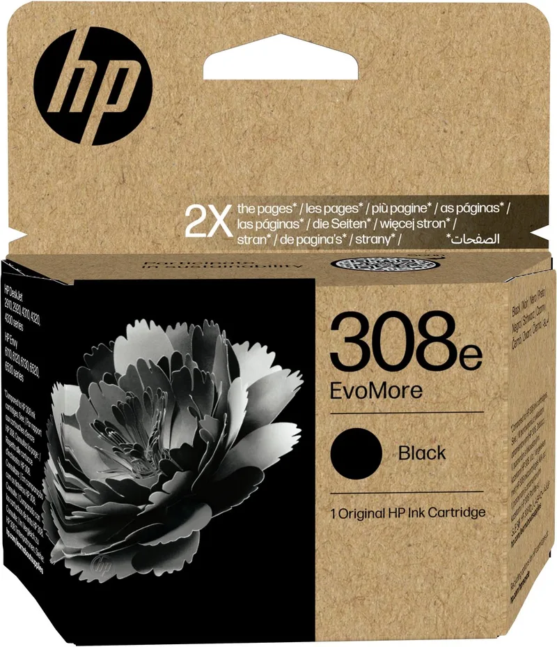 HP 308e EvoMore originele inktcartridge - Instant Ink tegoed de HP en Noir – photo produit