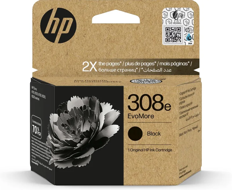 HP 308e EvoMore originele zwarte inktcartridge de HP en Noir – photo produit