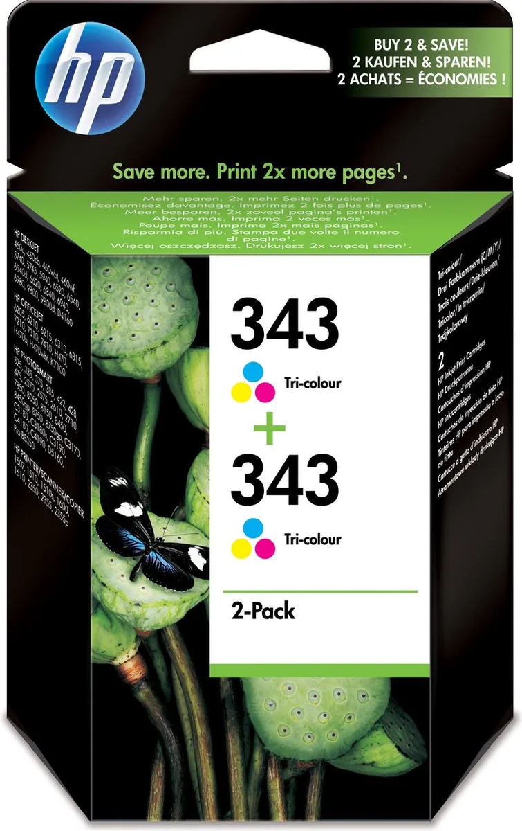 HP 343 - Inktcartridge / 2 Pack / Blister (CB332EE) van HP in Kleur – productfoto