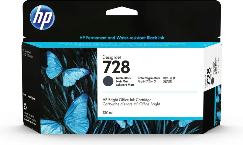 HP - 3WX25A - 728 - Inktcartridge Mat van HP in Zwart – productfoto