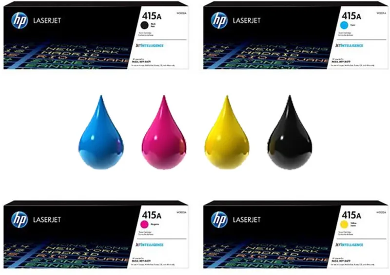 HP 415A - Tonercartridge - Origineel - Standaard Capaciteit - 4 pack - Zwart/Cyaan/Magenta/Geel de HP en Noir – photo produit