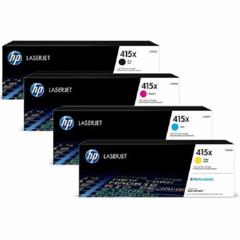 HP 415X W2030X, W2031X, W2032X, W2033X Tonercartridge - 4-Pack (CMYK) von HP in Schwarz, Cyaan, Magenta, Gelb – Produktfoto