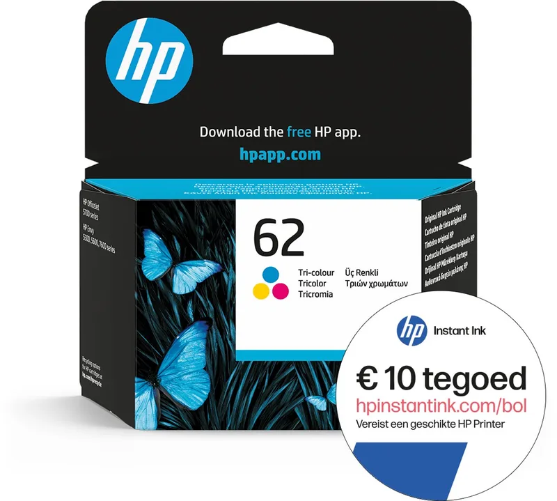 HP 62 - Inktcartridge - Origineel - Standaard capaciteit - Instant Ink tegoed de HP en Kleur – photo produit