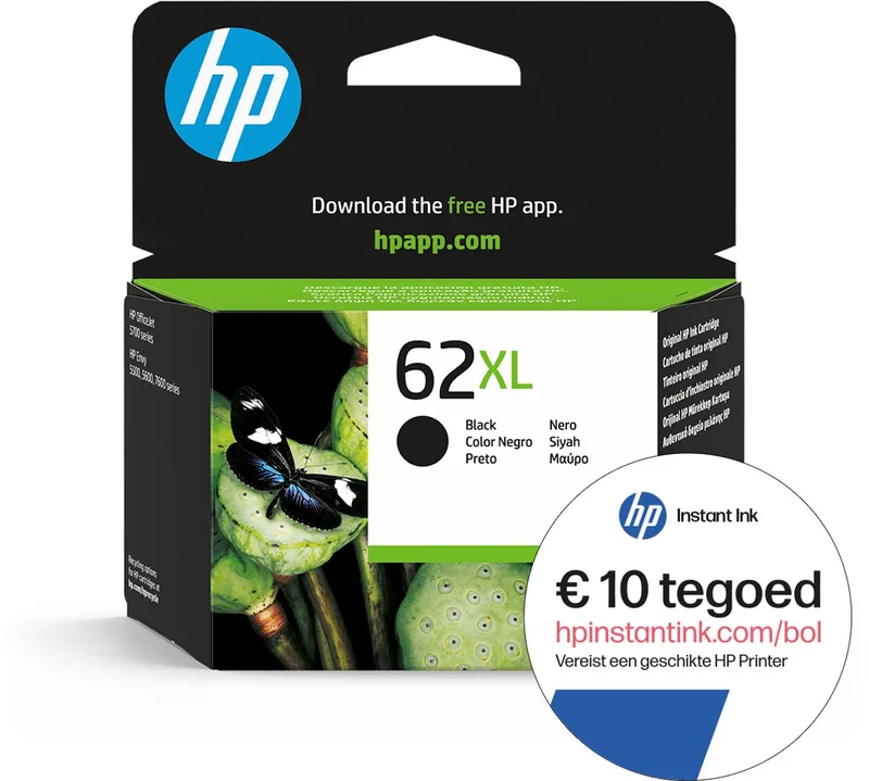 HP 62XL - Inktcartridge - Origineel - Hoge capaciteit - Instant Ink tegoed by HP in Black – product photo