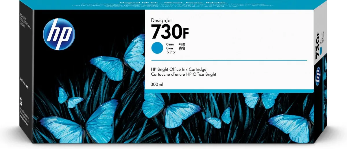 HP 730F DesignJet-inktcartridge, 300 ml fra HP i Cyaan – produktbillede