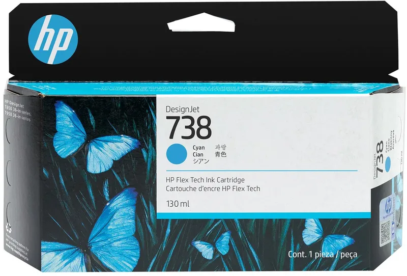HP 738 130 ml inktcartridge voor DesignJet by HP in Cyaan – product photo