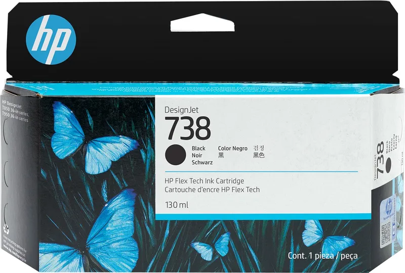 HP 738 130 ml zwarte inktcartridge voor DesignJet by HP in Black – product photo