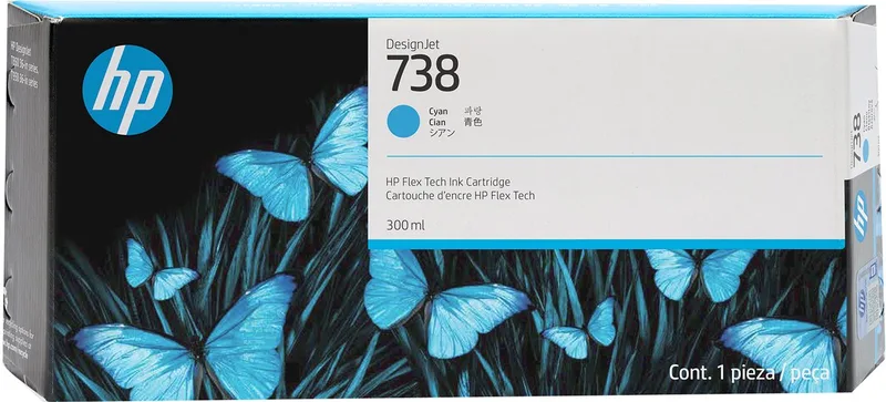 HP 738 300-ml Cyan DesignJet Ink Cartridge inktcartridge 1 stuk(s) Origineel Hoog (XL) rendement Cyaan von HP – Produktfoto