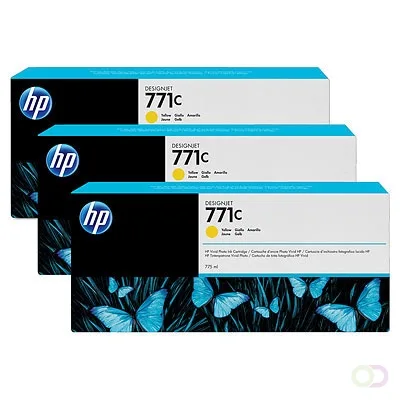 HP 771C gele DesignJet inktcartridges, 775 ml, 3-pack (B6Y34A) by HP – product photo