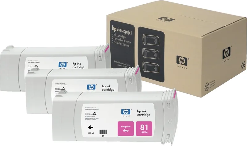 HP 81 - Inktcartridge / 680 ml / 3-Pack (C5068A) de HP en Magenta – photo produit