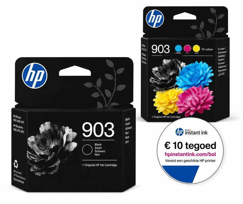 HP 903 - Inktcartridge - Origineel - Kleur & Zwart + Instant Ink tegoed von HP in 2x Zwart – Produktfoto