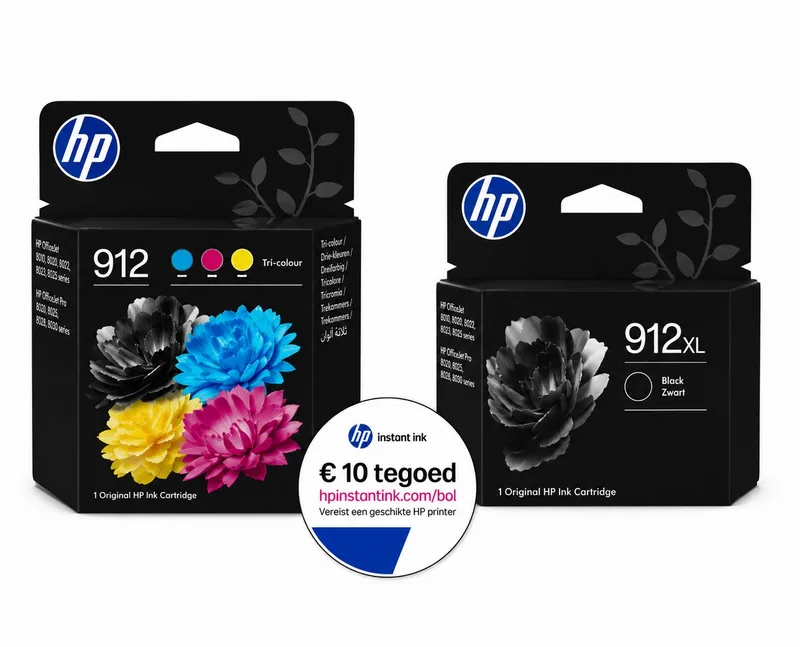 HP 912 & HP 912XL - Inktcartridge - Origineel - Kleur en Zwart XL + Instant Ink tegoed fra HP i Zwart 2 x – produktbillede