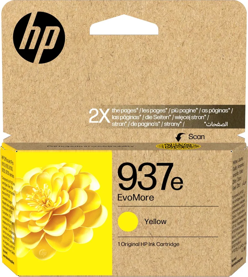 HP 937e EvoMore originele gele inktcartridge de HP en Jaune – photo produit