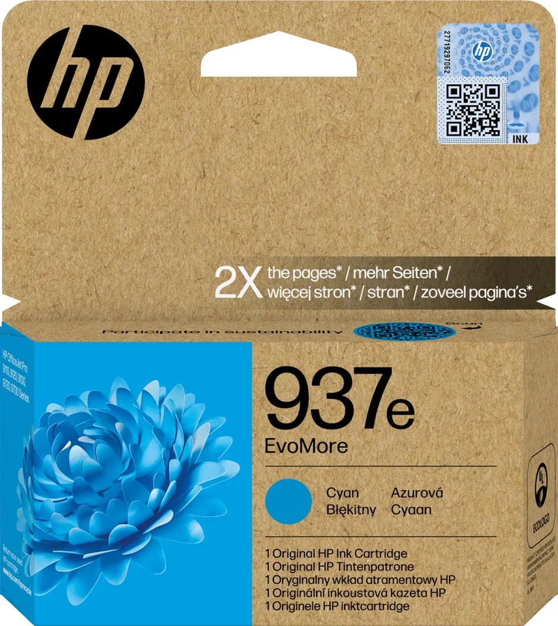 HP 937e EvoMore originele inktcartridge by HP in Cyaan – product photo