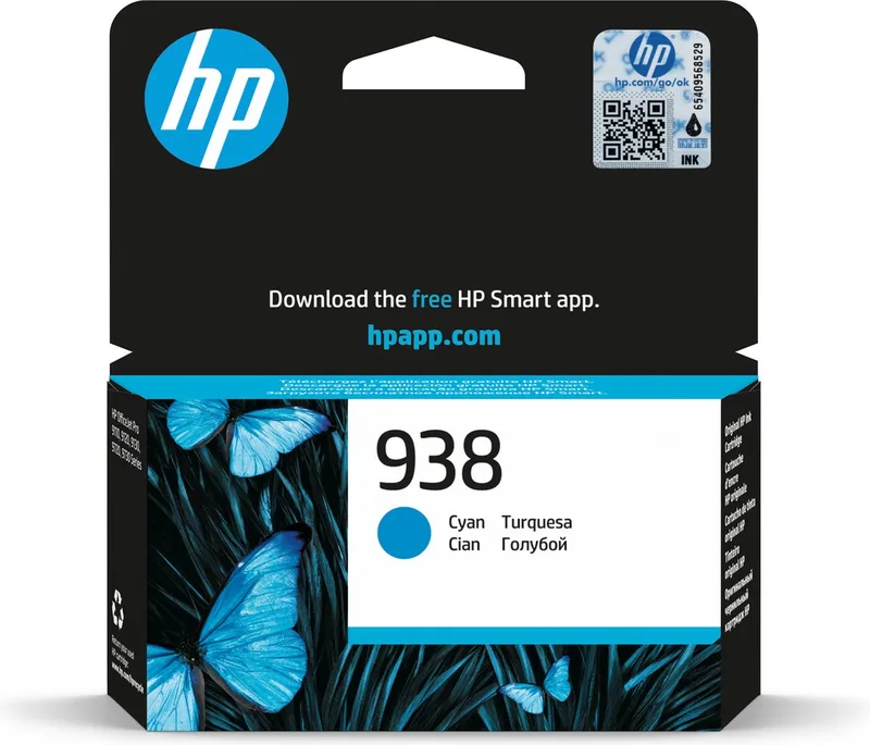HP 938 originele inktcartridge från HP i Cyaan – produktbild