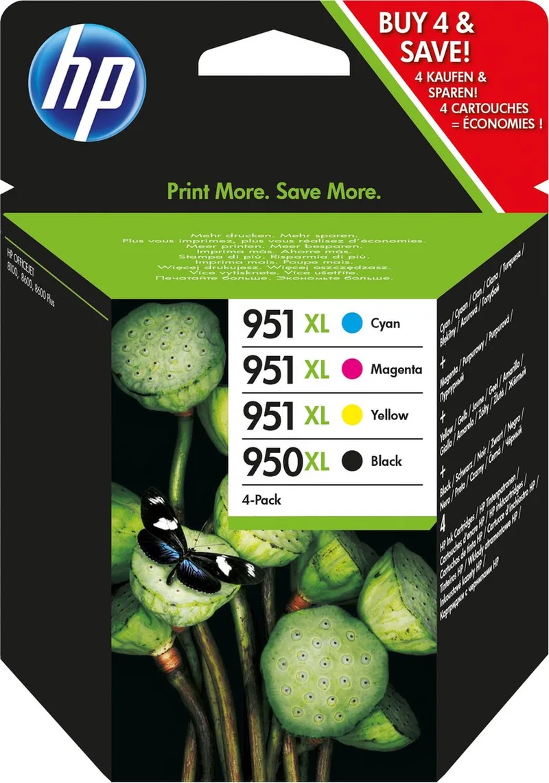 HP 950XL / 951XL - Inktcartridge / Zwart / Cyaan / Magenta / Geel / Hoge Capaciteit / 4-Pack (C2P43AE) de HP en Noir – photo produit