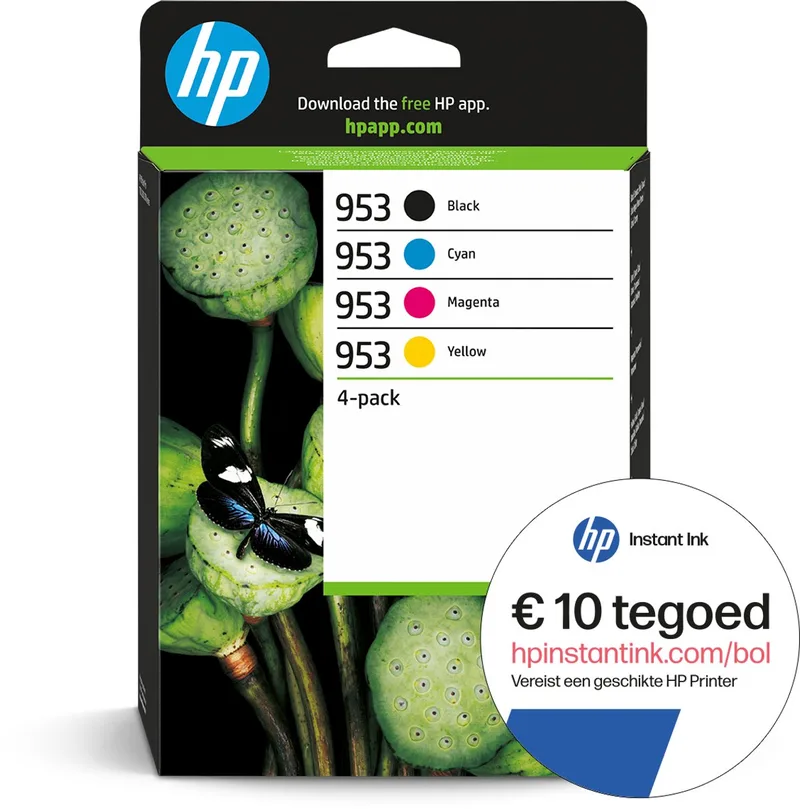 HP 953 - Inktcartridge - Origineel - Standaard capaciteit - Kleur en + Instant Ink tegoed by HP in Black – product photo