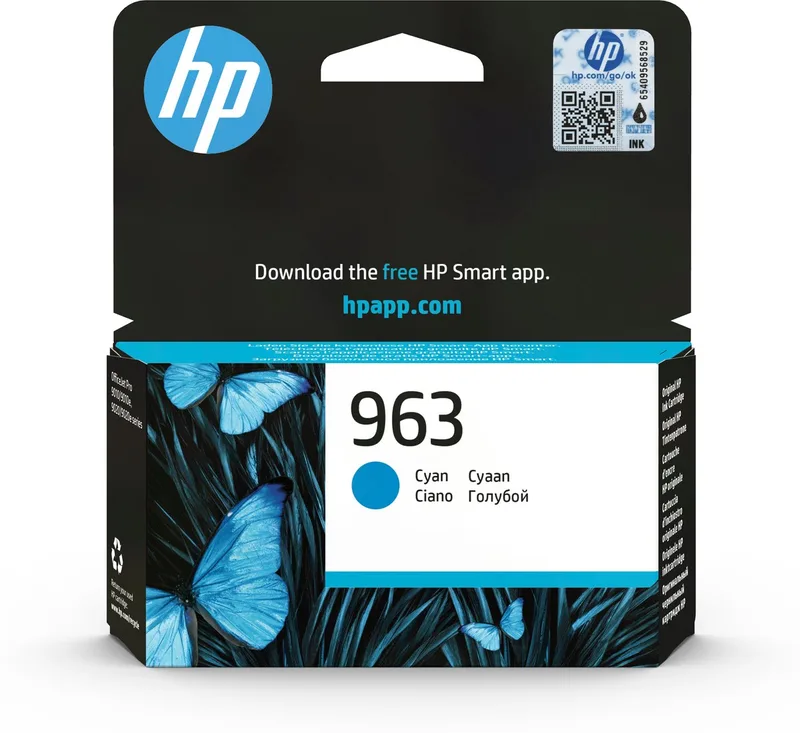 HP 963 - Inktcartridge - Origineel - Standaard capaciteit de HP en Cyaan – photo produit