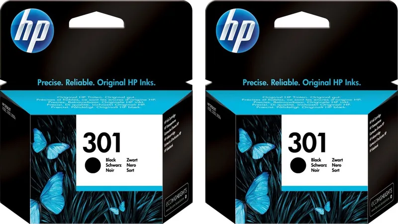 HP original Druckerpatrone 301 schwarz, Doppelpack Tintenpatrone (Spar-Set, original Druckerpatrone 301 Doppelpack CH561EE schwarz) von HP in Schwarz – Produktfoto
