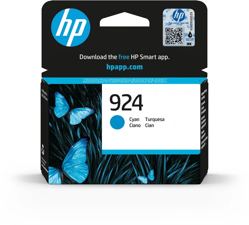 inktcartridge 924, 400 pagina's, OEM 4K0U3NE, cyaan fra HP – produktbillede