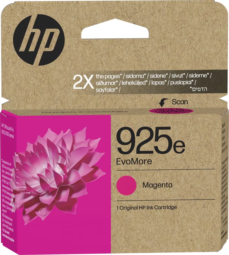 inktcartridge 925e, 800 pagina's, OEM 4K0W1PE, magenta van HP – productfoto
