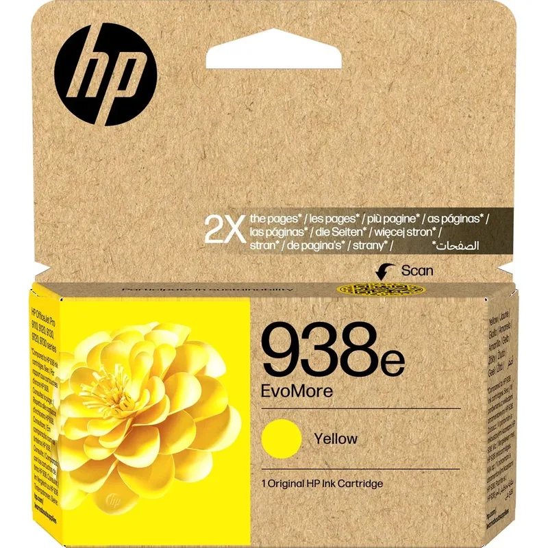 inktcartridge 938e, 1.650 pagina's, OEM 4S6Y1PE, geel by HP – product photo