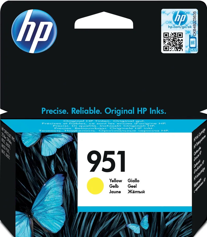 inktcartridge 951, 700 pagina's, OEM CN052AE, geel by HP – product photo