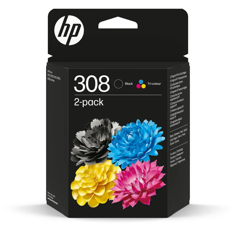 Inktcartridge hp 6l6s6ue 308 zwart + 3 kleuren by HP – product photo