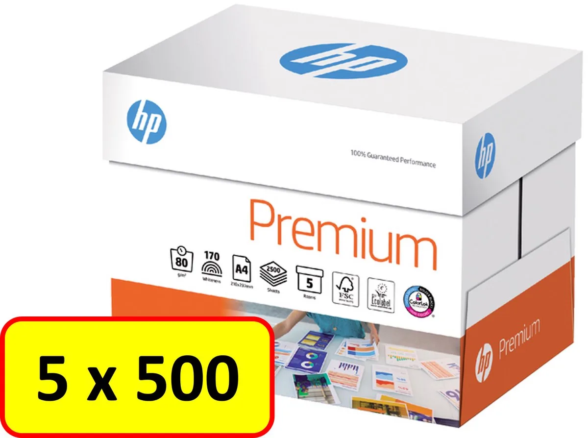 Kopieerpapier HP CHP850 Premium - A4 - 80gr - 5x500 vel (doos) van HP in Wit – productfoto