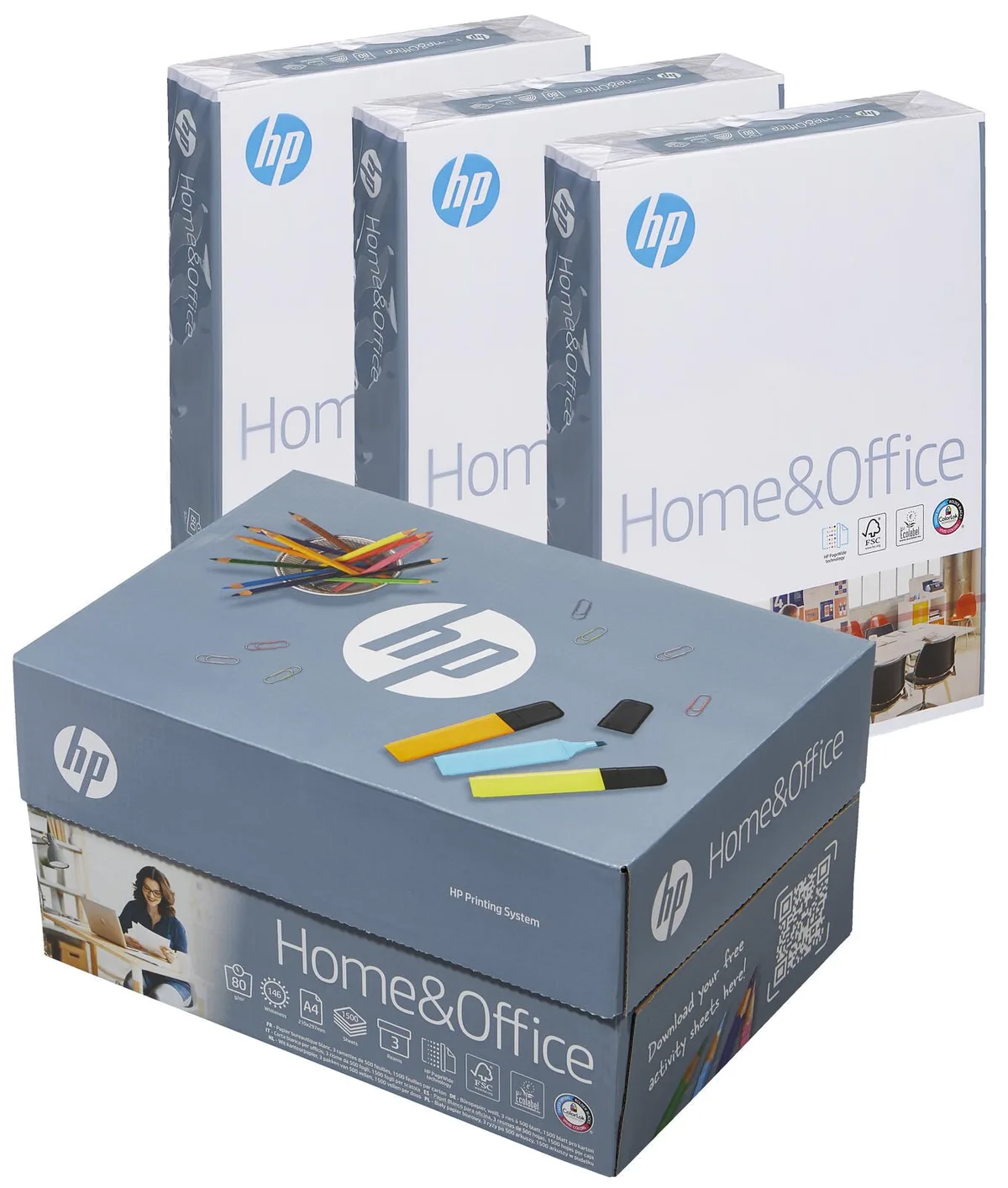 Kopierpapier DIN A4 80 g/m² från HP – produktbild