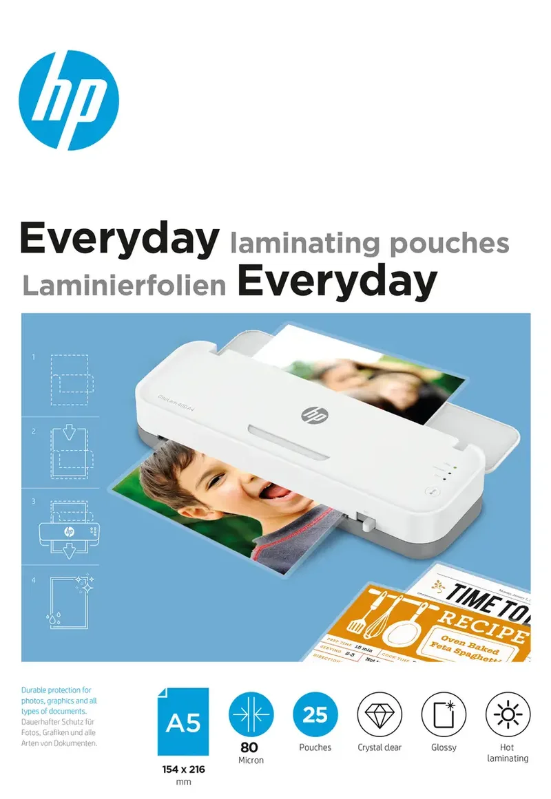 Laminierfolie DIN A5 80 micron glänzend 25 St. van HP – productfoto