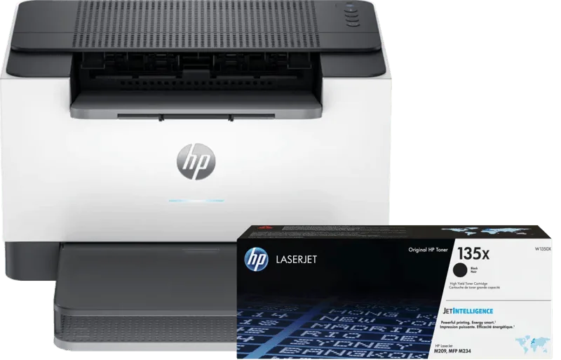 LaserJet M207dw + 1 extra zwarte XL toner von HP – Produktfoto