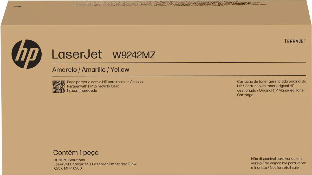 LaserJet W9242MC Managed originele -tonercartridge från HP i Gul – produktbild