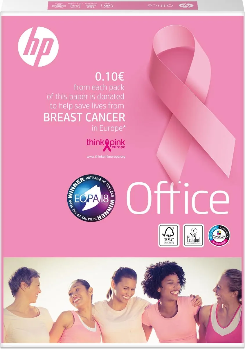 Office Pink Ream kopieerpapier, ft A4, 80 g, pak van 500 vel 5 stuks van HP in Wit – productfoto
