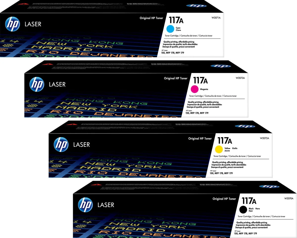 Original 117A Toner - 4er Multipack (W2070A, W2071A, W2073A, W2072A) från HP – produktbild
