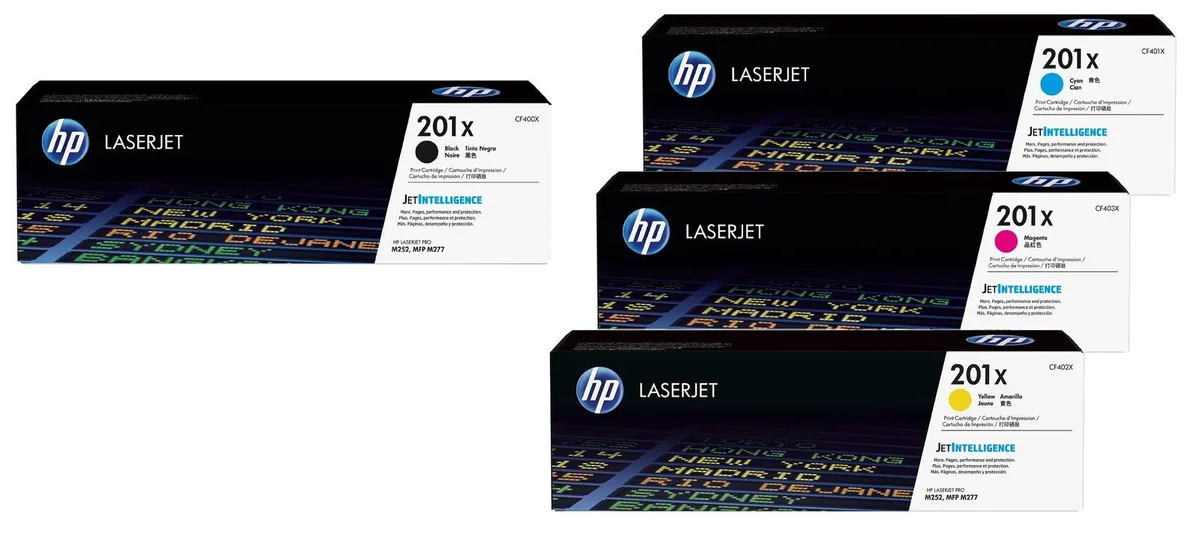 Original 201X Toner - 4er Multipack (CF401X, CF402X, CF403X, CF400X) fra HP – produktbillede