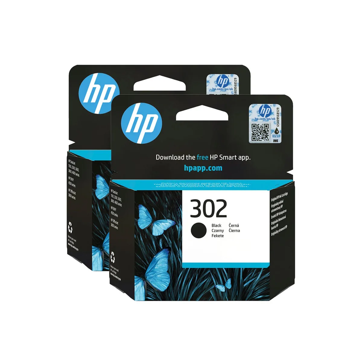 Original 302 Druckerpatronen - Doppelpack schwarz (2x F6U66AE) från HP – produktbild