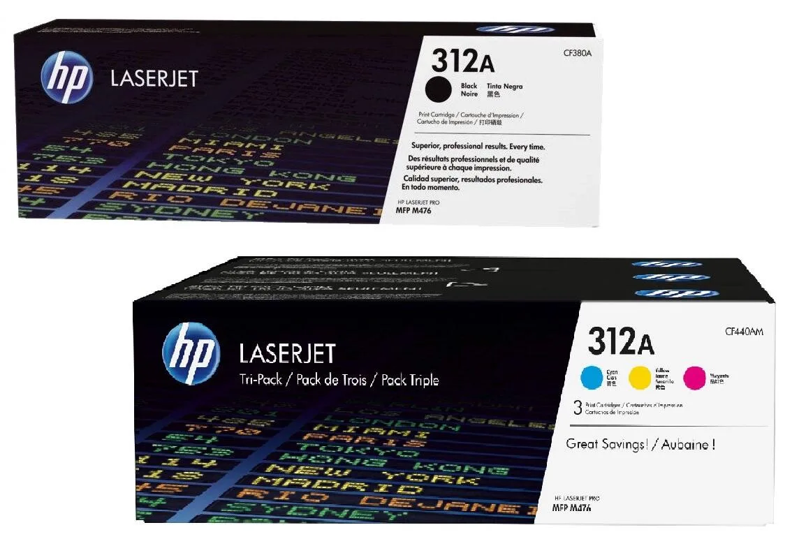Original 312A Toner 4er Set schwarz, cyan, magenta, gelb från HP – produktbild