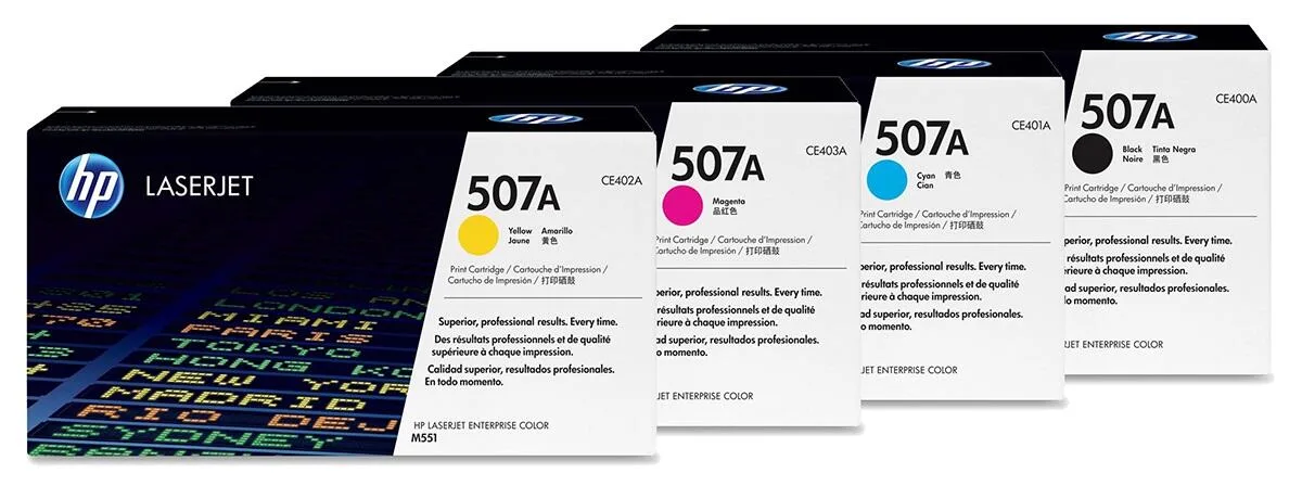 Original 507A Toner 4er Set schwarz, cyan, magenta, gelb från HP – produktbild
