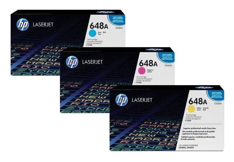 Original 648A Toner 3er Set cyan, magenta, gelb 11.000 Seiten från HP – produktbild