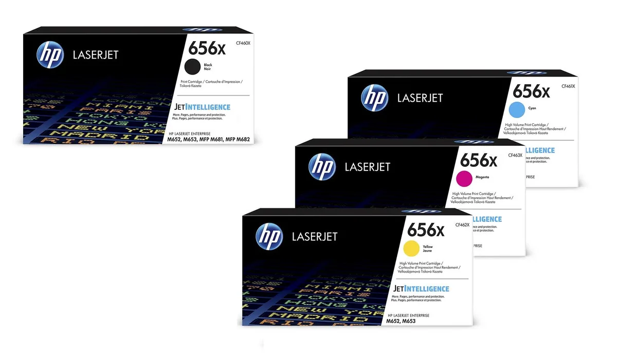 Original 656X Toner 4er Set schwarz, cyan, magenta, gelb hohe Kapazität från HP – produktbild
