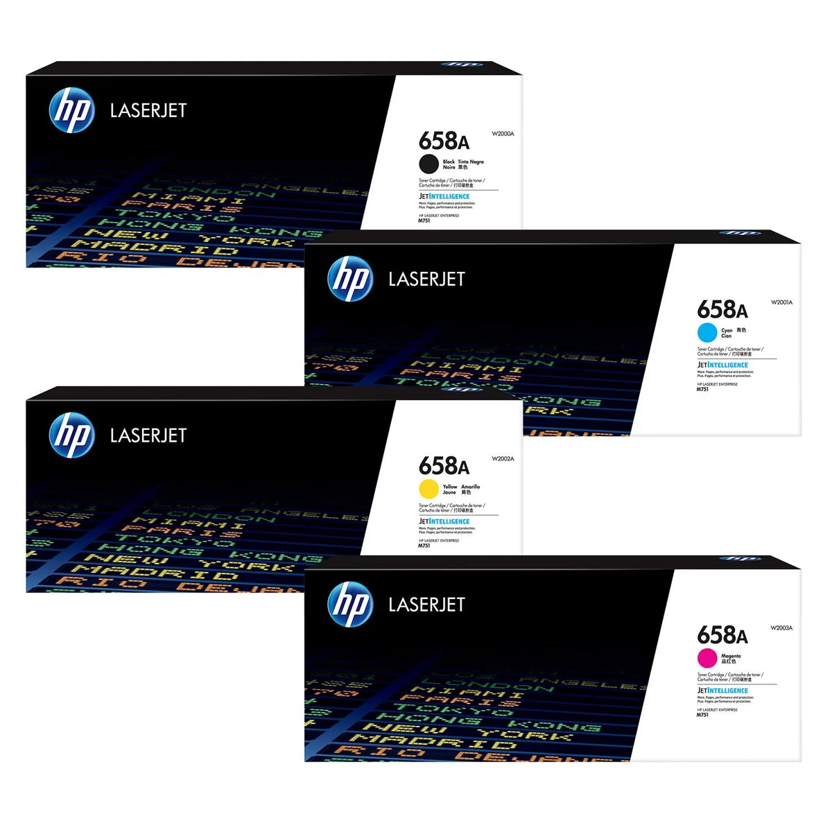 Original 658A Toner 4er Set BK/C/M/Y (OP658ASET) från HP – produktbild